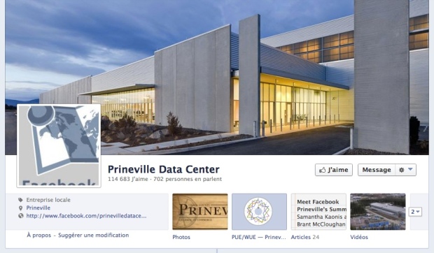 La page Facebook du Datacenter de Prineville